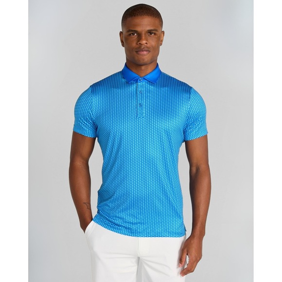 Redvanly Other - Redvanly Mens Blue Geometric Chevron PUREpoly Golf Polo Shirt Size XL